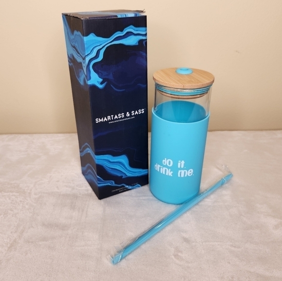 Do It Drink Me Glass Water Bottle With Straw - Picture 5 of 7